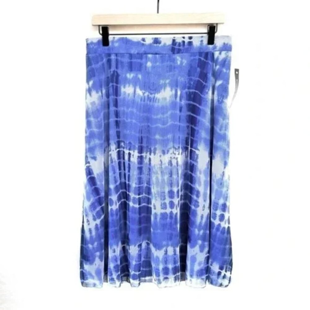 Elizabeth & Nicole Blue & White Tie-Dye Mesh Skirt